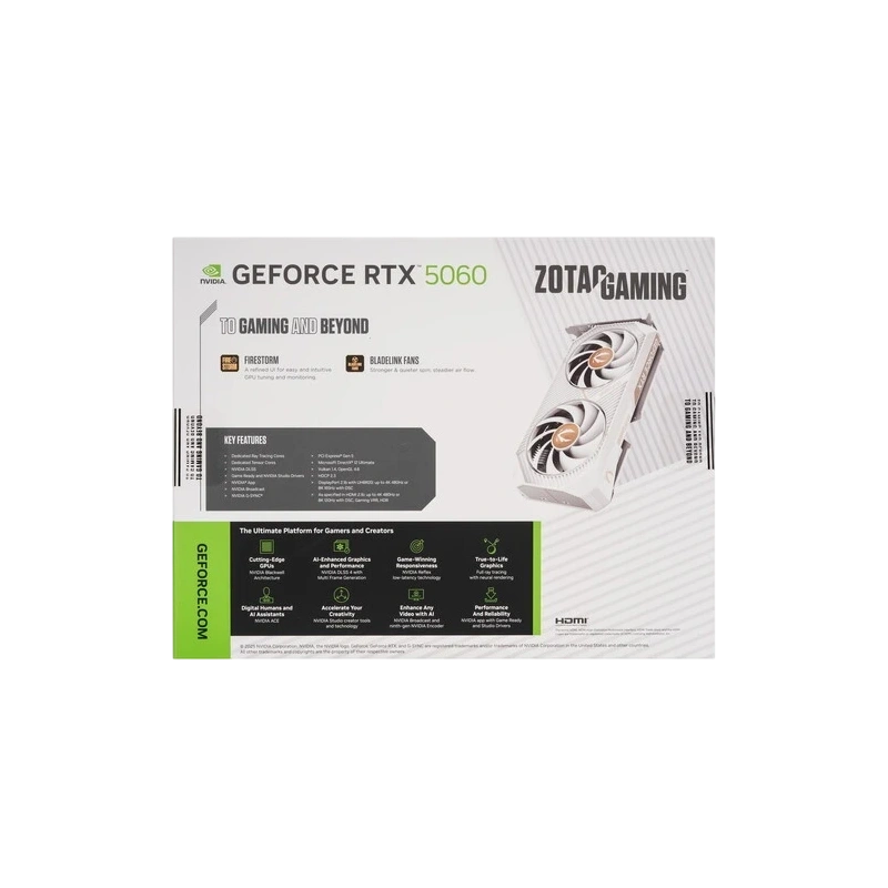 Видеокарта ZOTAC (ZT-B50600Q-10M) GeForce RTX 5060 8GB Twin Edge OC WHITE ED