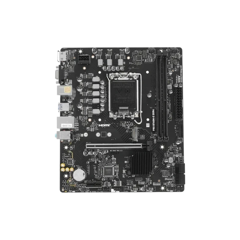 Материнская плата MSI PRO B760M-E DDR4 документация, задняя планка, кабель SATA, крепеж для разъема M.2