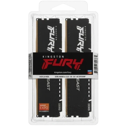 Оперативная память 32 Gb 6400 MHz Kingston FURY Beast Black KF564C32BBEK2-32