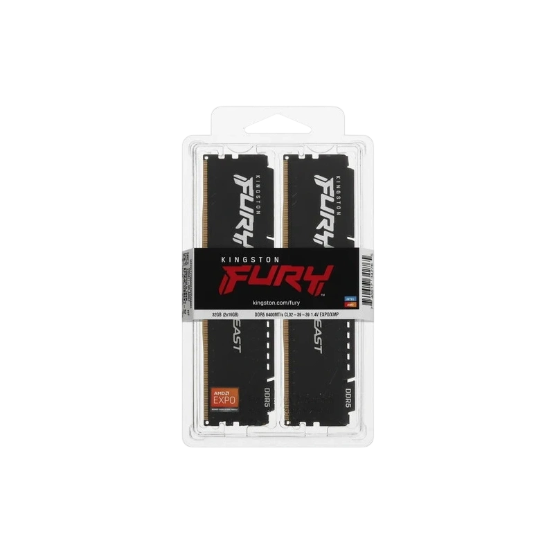 Оперативная память 32 Gb 6400 MHz Kingston FURY Beast Black KF564C32BBEK2-32