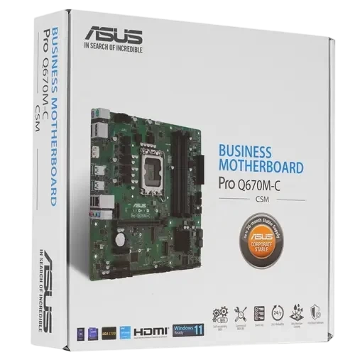 Материнская плата ASUS PRO Q670M-C-CSM (90MB19E0-M2EAYC) x кабель SATA, диск с ПО, документация, задняя планка