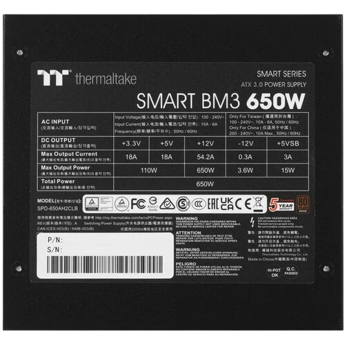 Блок питания Thermaltake 650W Smart BM3 0550 (PS-SPD-0650MNFABE-3) 16 Pin (PCIe 5.0 Connector Cable Details)
