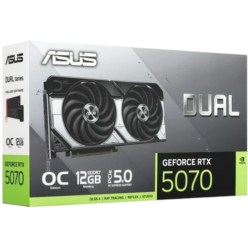 Видеокарта ASUS (DUAL-RTX5070-O12G) GeForce RTX 5070 12GB DUAL OC (90YV0M17-M0NA00)