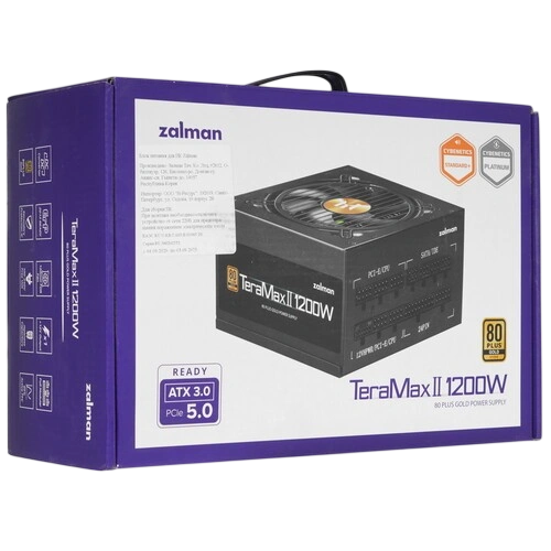 Блок питания Zalman 1200W TeraMax2 (ZM1200-TMX2) 16 Pin (PCIe 5.0 Connector Cable Details) кабельные стяжки, комплект кабелей