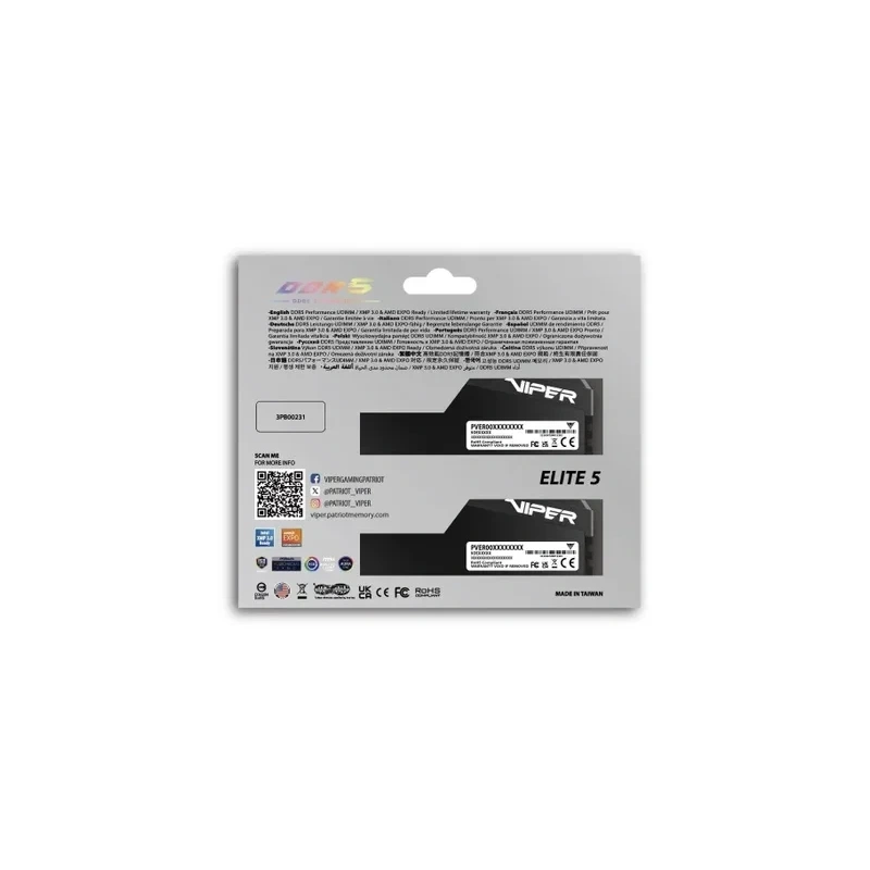 Оперативная память 32 Gb 6000 MHz PATRIOT Viper Elite 5 Ultra RGB Black (VEUR532G6028K)
