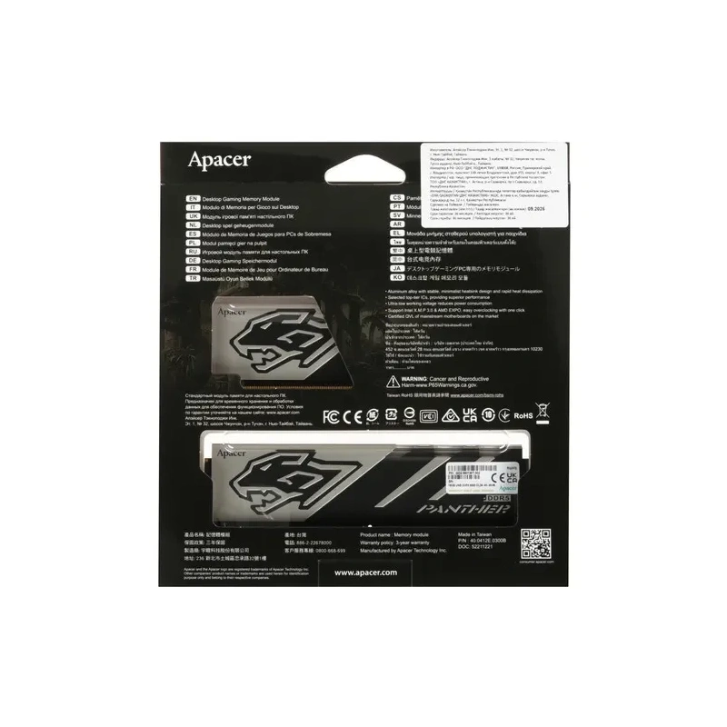 Оперативная память 32 Gb 6000 MHz Apacer Panther OC Black/White (AH5U32G60C6227BAA-2)