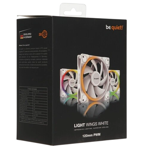 Комплект вентиляторов Be Quiet! LIGHT WINGS RGB White BL100 документация, комплект крепежа