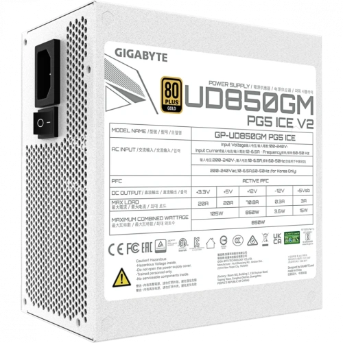 Блок питания Gigabyte 850W GP-UD850GM PG5 ICE 16 Pin (PCIe 5.0 Connector Cable Details) документация, кабельные стяжки, комплект кабелей, комплект крепежа
