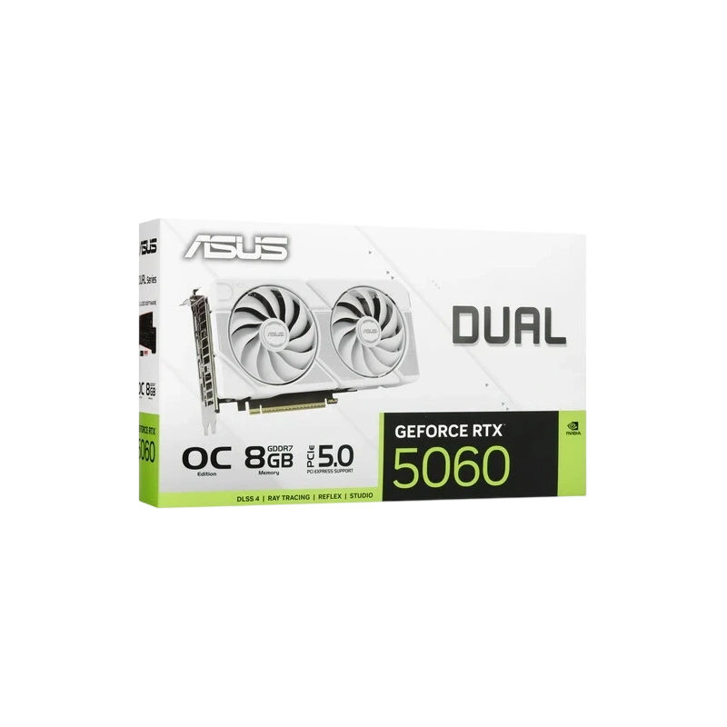 Видеокарта ASUS (DUAL-RTX5060-O8G-WHITE) GeForce RTX 5060 8GB DUAL WHITE OC 90YV0N15-M0NA00)
