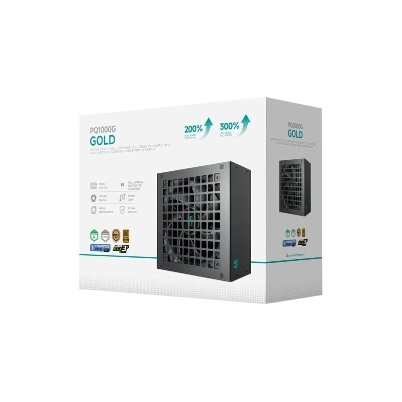 Блок питания Deepcool 1000W GAMERSTORM PQ1000G 16 Pin (PCIe 5.0 Connector Cable Details) документация, кабельные стяжки, комплект кабелей