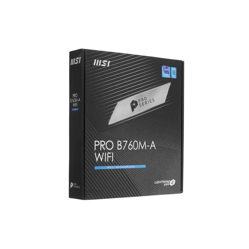 Материнская плата MSI PRO B760M-A WIFI антенна Wi-Fi, документация, задняя планка, кабель SATA, крепеж для разъема M.2