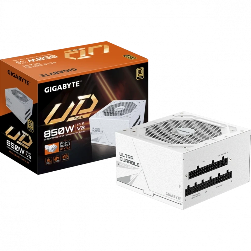 Блок питания Gigabyte 850W GP-UD850GM PG5 ICE 16 Pin (PCIe 5.0 Connector Cable Details) документация, кабельные стяжки, комплект кабелей, комплект крепежа