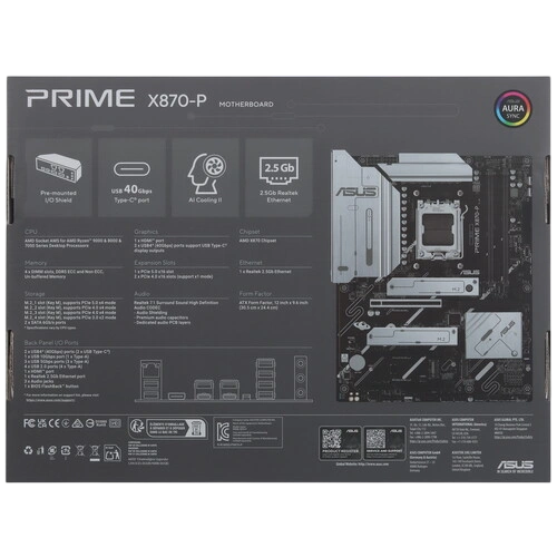 Материнская плата ASUS PRIME X870-P (90MB1IT0-M0EAY0) 2 x кабель SATA, документация