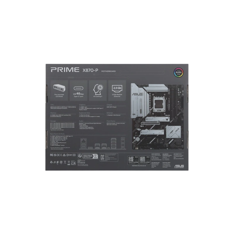 Материнская плата ASUS PRIME X870-P (90MB1IT0-M0EAY0) 2 x кабель SATA, документация