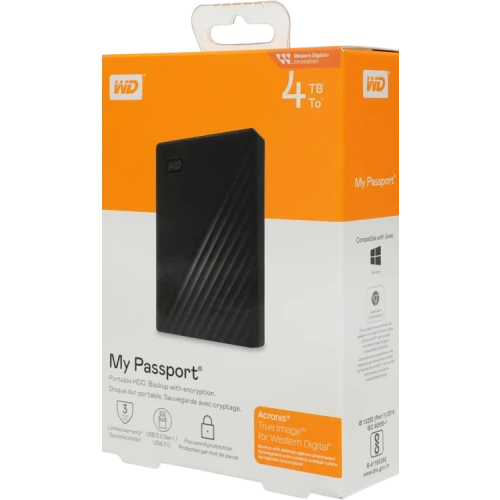 Внешний HDD Western Digital 4000 Gb My Passport Black (WDBPKJ0040BBK-WESN)