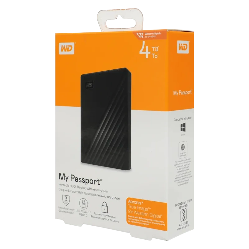 Внешний HDD Western Digital 4000 Gb My Passport Black (WDBPKJ0040BBK-WESN)