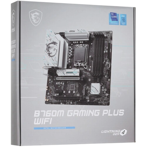 Материнская плата MSI B760M GAMING PLUS WIFI антенна Wi-Fi, документация, задняя планка, кабель SATA, крепеж для разъема M.2