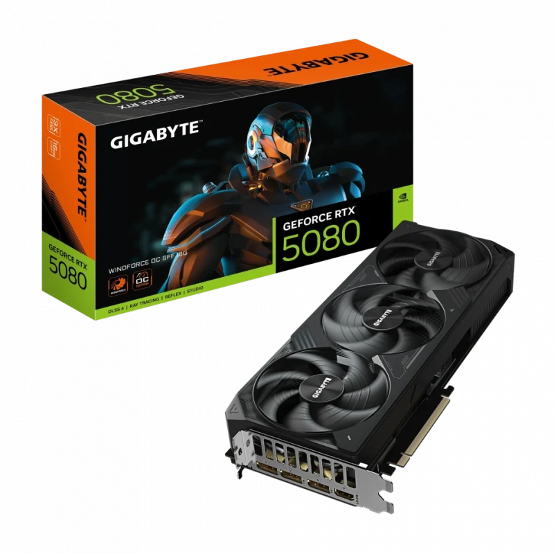 Видеокарта Gigabyte (GV-N5080WF3OC-16GD) GeForce RTX 5080 16GB WINDFORCE OC SFF