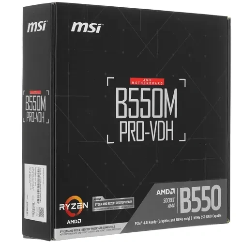 Материнская плата MSI B550M PRO-VDH 2 x кабель SATA, документация, задняя планка