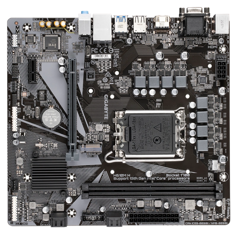 Материнская плата Gigabyte H610M H 2 x кабель SATA, документация, задняя планка