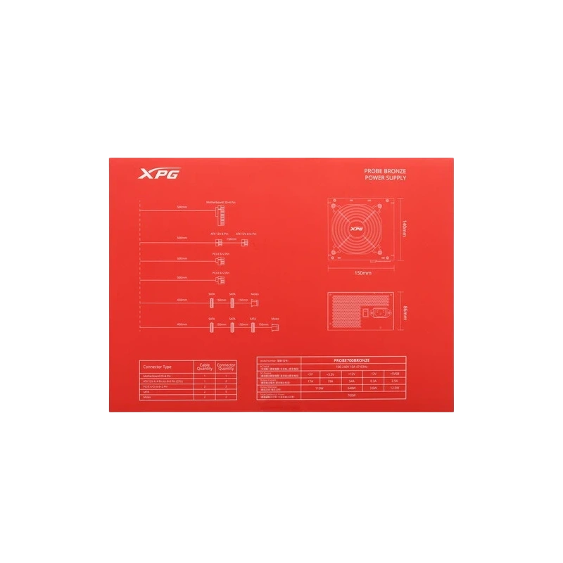 Блок питания ADATA XPG 700W PROBE (PROBE700B-BKCEU) документация