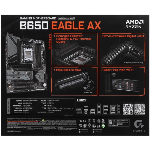 Материнская плата Gigabyte B650 EAGLE AX 2 x кабель SATA, антенна Wi-Fi, документация