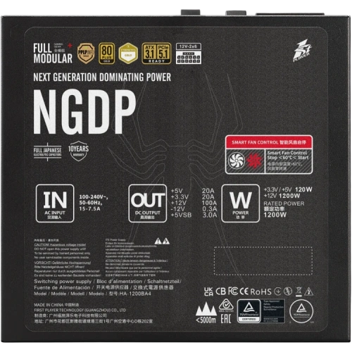 Блок питания 1STPLAYER 1200W NGDP GOLD Black (HA-1200BA4) 16 Pin (PCIe 5.1 Connector Cable Details)