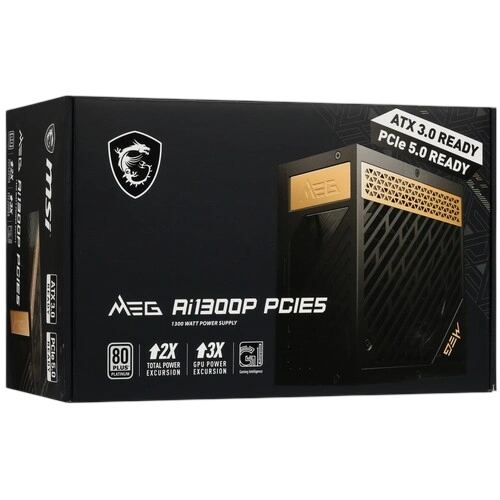 Блок питания MSI 1300W MEG Ai1300P (306-7ZP4A11-CE0) 16 Pin (PCIe 5.0 Connector Cable Details) держатели для кабелей, комплект кабелей, комплект крепежа