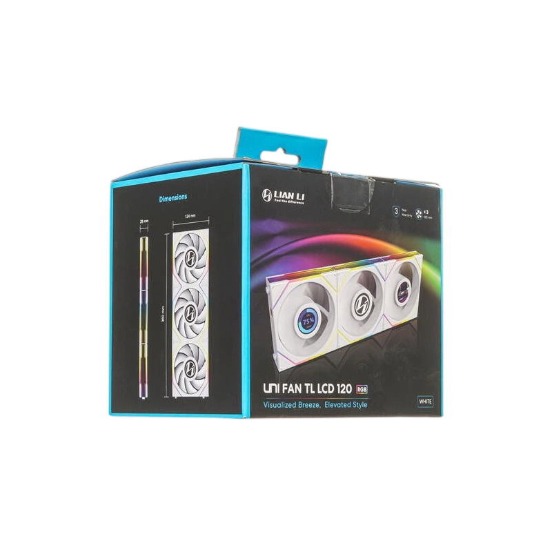 Комплект вентиляторов для корпуса Lian Li UNI FAN TL LCD 120 ARGB White (G99.12TLLCD3W.R0) кабель контроллера 7 pin, комплект крепежа