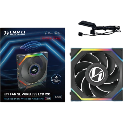 Вентилятор для корпуса Lian Li UNI FAN SL WIRELESS LCD 120 Reverse Blade ARGB Black (G99.12RSLLCD1W1B.R0) документация, набор кабелей