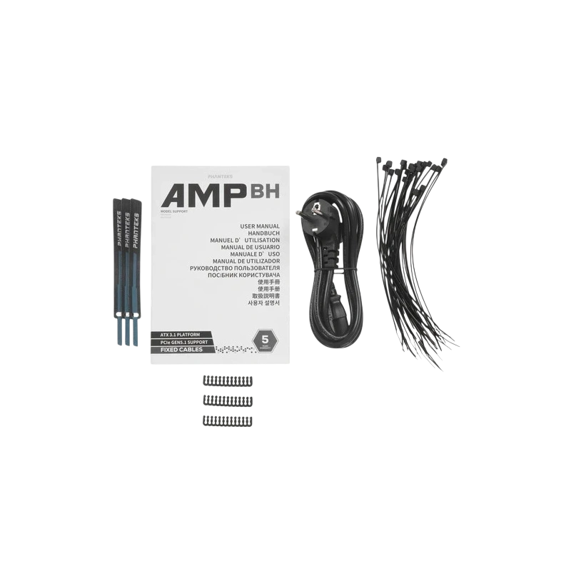 Блок питания PHANTEKS 650W AMP BH Black (PH-P650B_BK01) документация, кабельные стяжки, комплект крепежа