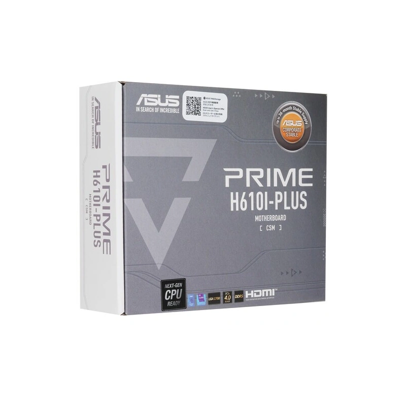 Материнская плата ASUS PRIME H610I-PLUS-CSM (90MB1GB0-M0EAYC) 2 x кабель SATA, документация, задняя планка, скоба для вертикальной фиксации M.2 накопителя