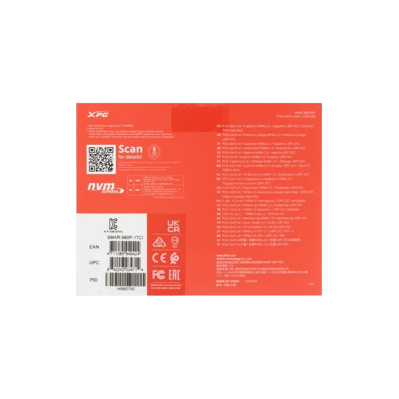 Твердотельный накопитель ADATA XPG 1000 Gb MARS 980 PRO (SMAR-980P-1TCI) BOX