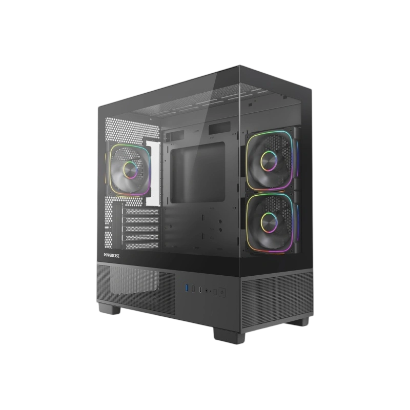 Компьютерный корпус Powercase Vision Micro S3B TG ARGB Black (CVMMSB-A3)