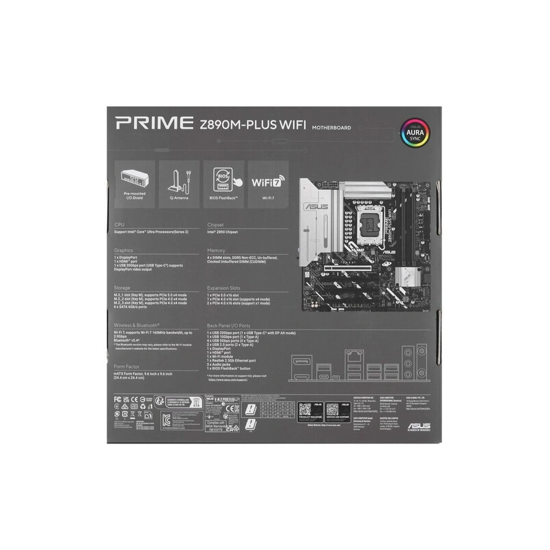 Материнская плата ASUS PRIME Z890M-PLUS WIFI (90MB1J80-M0EAY0) 2 x кабель SATA, антенна Wi-Fi, документация, крепеж для разъема M.2