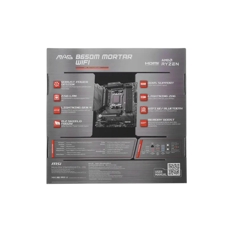Материнская плата MSI MAG B650M MORTAR WIFI 2 x кабель SATA, антенна Wi-Fi, документация, комплект наклеек