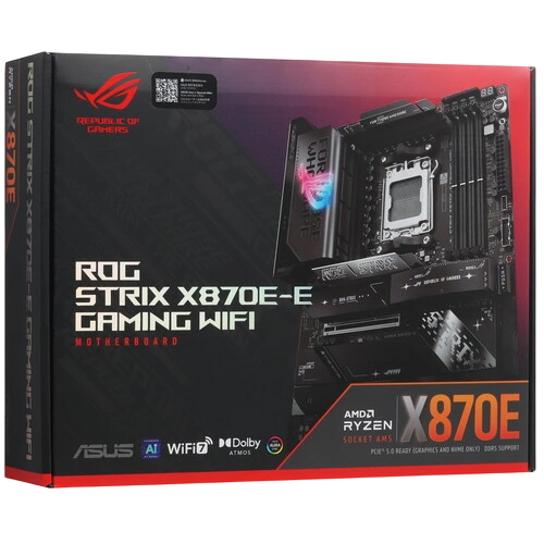 Материнская плата ASUS ROG STRIX X870E-E GAMING WIFI (90MB1IB0-M0EAY0) 2 x кабель SATA, антенна WiFi, брелок, комплект наклеек, стяжки для кабелей