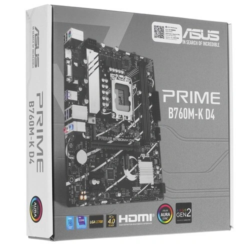 Материнская плата ASUS PRIME B760M-K D4 (90MB1DS0-M0EAY0) 2 x кабель SATA, документация, задняя планка