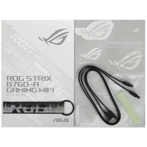 Материнская плата ASUS ROG STRIX B760-A GAMING WIFI (90MB1EP0-M1EAY0) 2 x кабель SATA, антенна Wi-Fi, документация, комплект наклеек, стяжки для кабелей