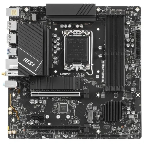 Материнская плата MSI PRO B760M-A WIFI DDR4 антенна Wi-Fi, документация, задняя планка, кабель SATA, крепеж для разъема M.2