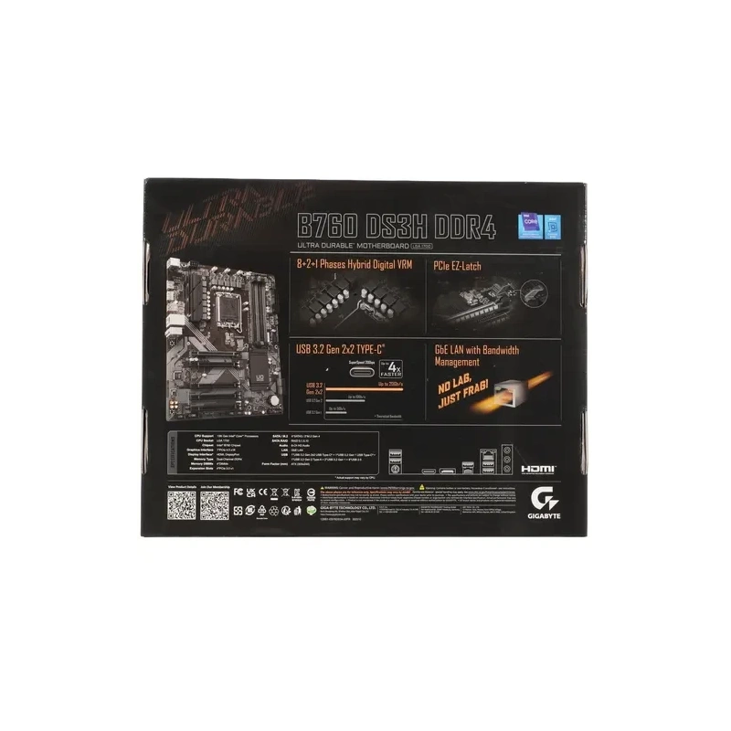 Материнская плата Gigabyte B760 DS3H DDR4 2 x кабель SATA, документация, задняя планка