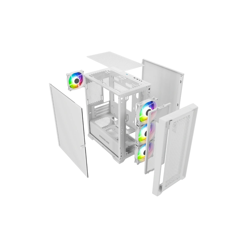 Компьютерный корпус Powercase ByteFlow Micro ARGB TG White (CAMBFW-A4)