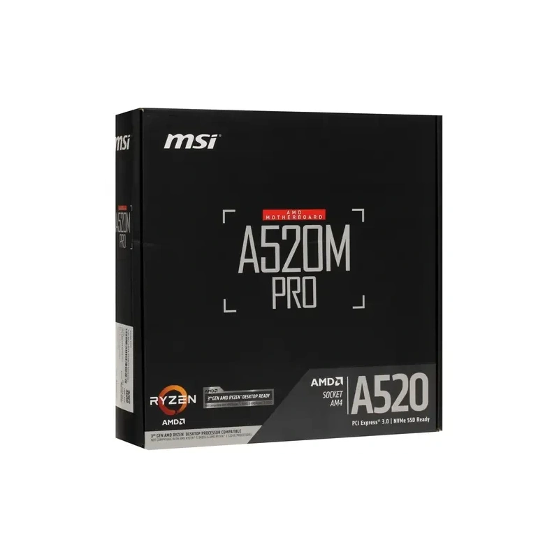 Материнская плата MSI A520M PRO x кабель SATA, диск с ПО, документация, задняя планка