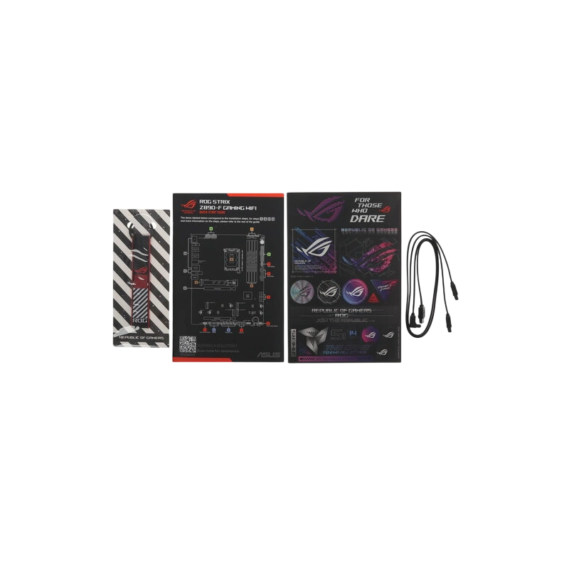 Материнская плата ASUS ROG STRIX Z890-F GAMING WIFI (90MB1I40-M0EAY0) 2 x кабель SATA, антенна WiFi, брелок, документация, комплект наклеек, стяжки для кабелей