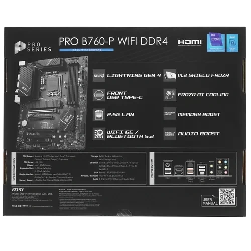 Материнская плата MSI PRO B760-P WIFI DDR4