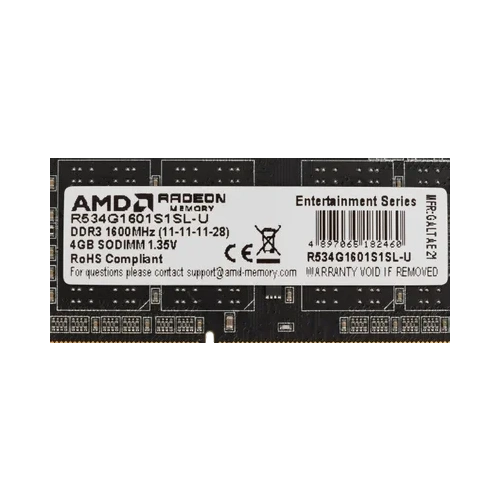 Оперативная память 4 Gb 1600 MHz AMD R5 ENTERTAINMENT SERIES Black (R534G1601S1SL-UO)