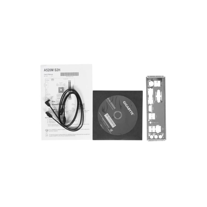 Материнская плата Gigabyte A520M S2H x кабель SATA, диск с ПО, документация, задняя планка