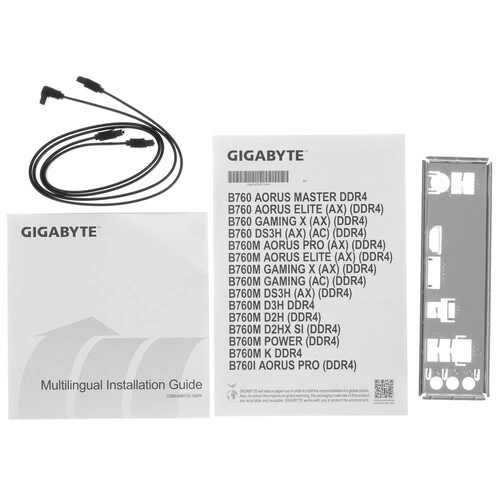 Материнская плата Gigabyte B760 DS3H 2 x кабель SATA, документация, задняя планка
