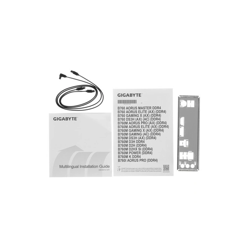 Материнская плата Gigabyte B760 DS3H 2 x кабель SATA, документация, задняя планка