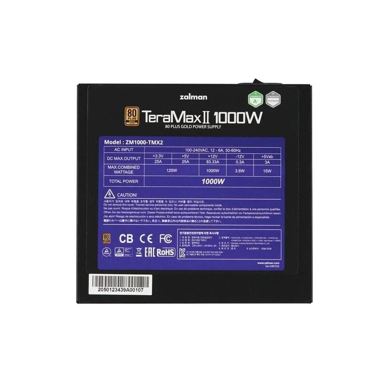 Блок питания Zalman 1000W TeraMax2 (ZM1000-TMX2) 16 Pin (PCIe 5.0 Connector Cable Details) кабельные стяжки, комплект кабелей